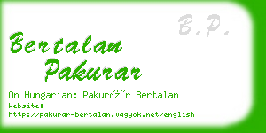 bertalan pakurar business card